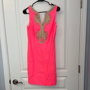 Lilly Pulitzer Vibrant Orange Dress with Gold Detailing